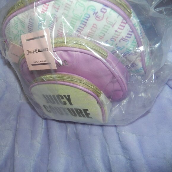 Juicy Couture Logo 3 Cosmetic Bags Iridescent Lilac Purple Pink🆕⌚FAST⚡📦🏃🏻🚚 - Picture 12 of 15